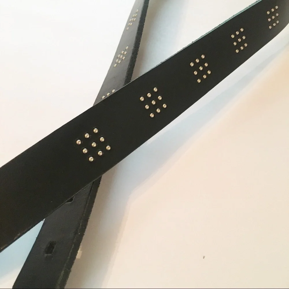 Sangiorgio Studded Black Leather Belt